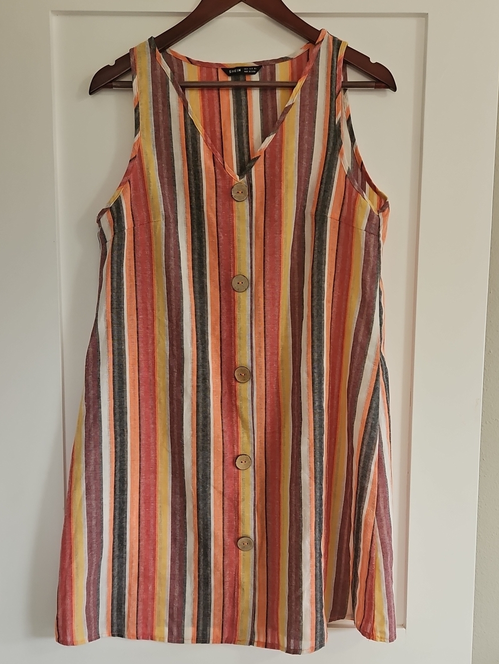 LN Shein M Vibrant Striped Button-Front Sundress - Women's (Multicolor)